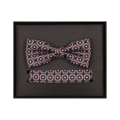 Fliege VENTI "VENTI Set aus Fliege und Einstecktuch gemustert", Herren, orange, 100% Seide, Fliegen