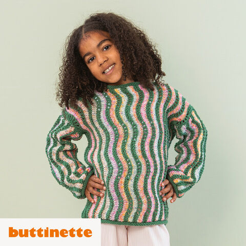 Strickanleitung – Quergestrickter Mädchenpullover aus Woll Butt Venia