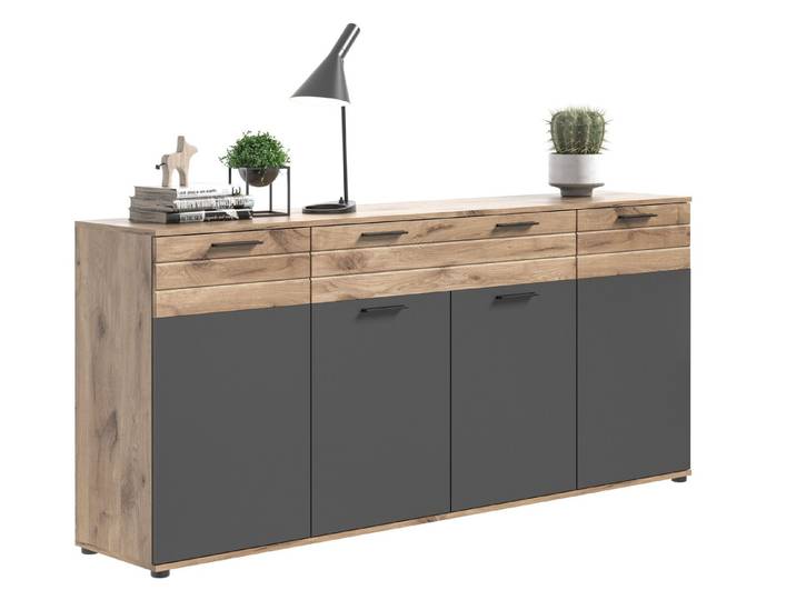 xonox.home Sideboard, Nox Oak Nachbildung Basalt Grau Modern 200x91x40 cm