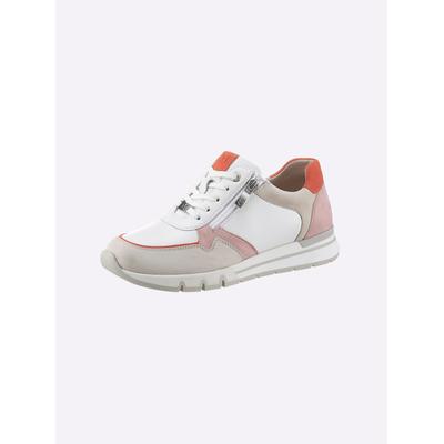 Sneaker CAPRICE, Damen, Gr. 41, orange (weiß, orange), Glattleder, Veloursleder, Schuhe Sneaker