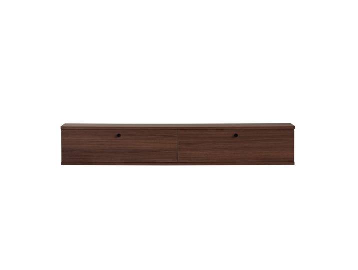 Meuble tv suspendu 2 abattants l160 cm - noyer