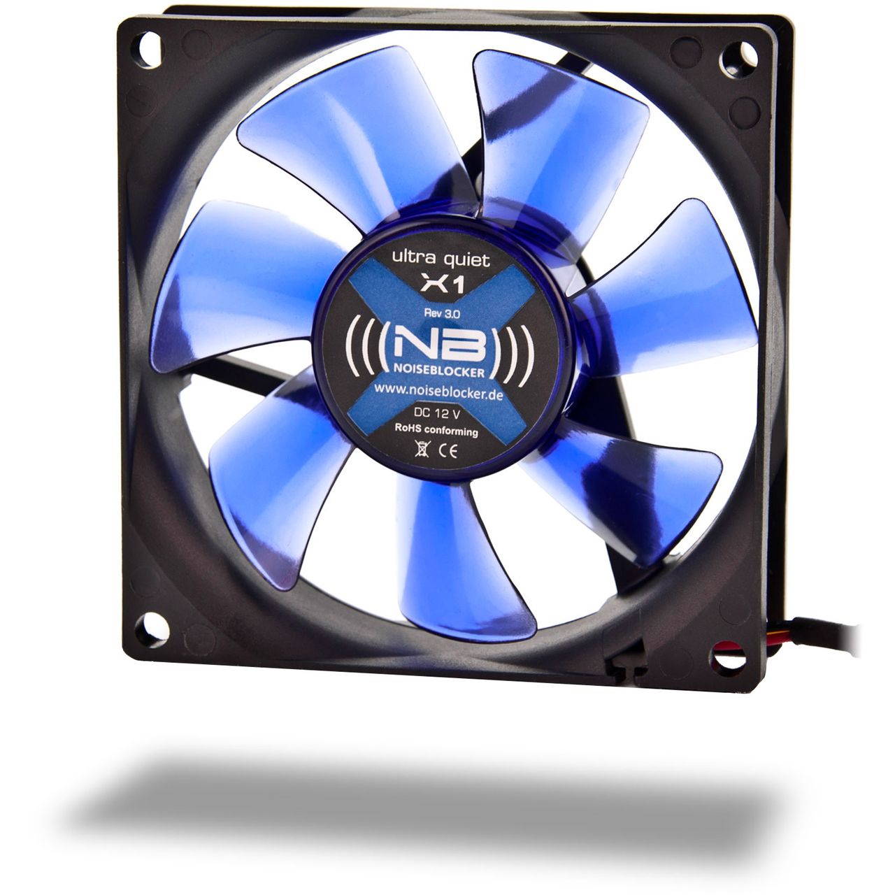 Noiseblocker NB-BlackSilentFan XC1 80x80x20mm 1700 U/min 18 dB(A) schwarz/blau/transparent