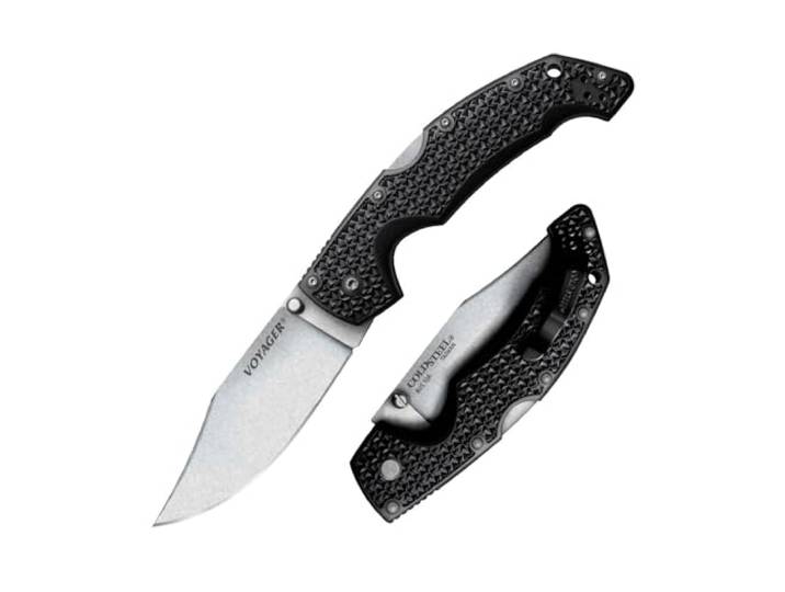 Cold Steel, Large Voyager Lockback, Klappmesser, Clip Point Klinge, Taschenmesser, Griff: Griv EX, AUS-10A Klingenstahl, scharfes Messer für Outdoor, Camping, Schnitzen