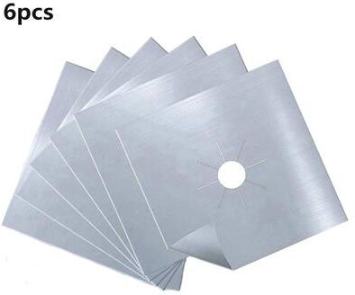 Inspired Living Premium Reusable Gas Stove Top Covers Non Stick, Heat Resistant, Cut to Fit Protectors 6pcs Silver