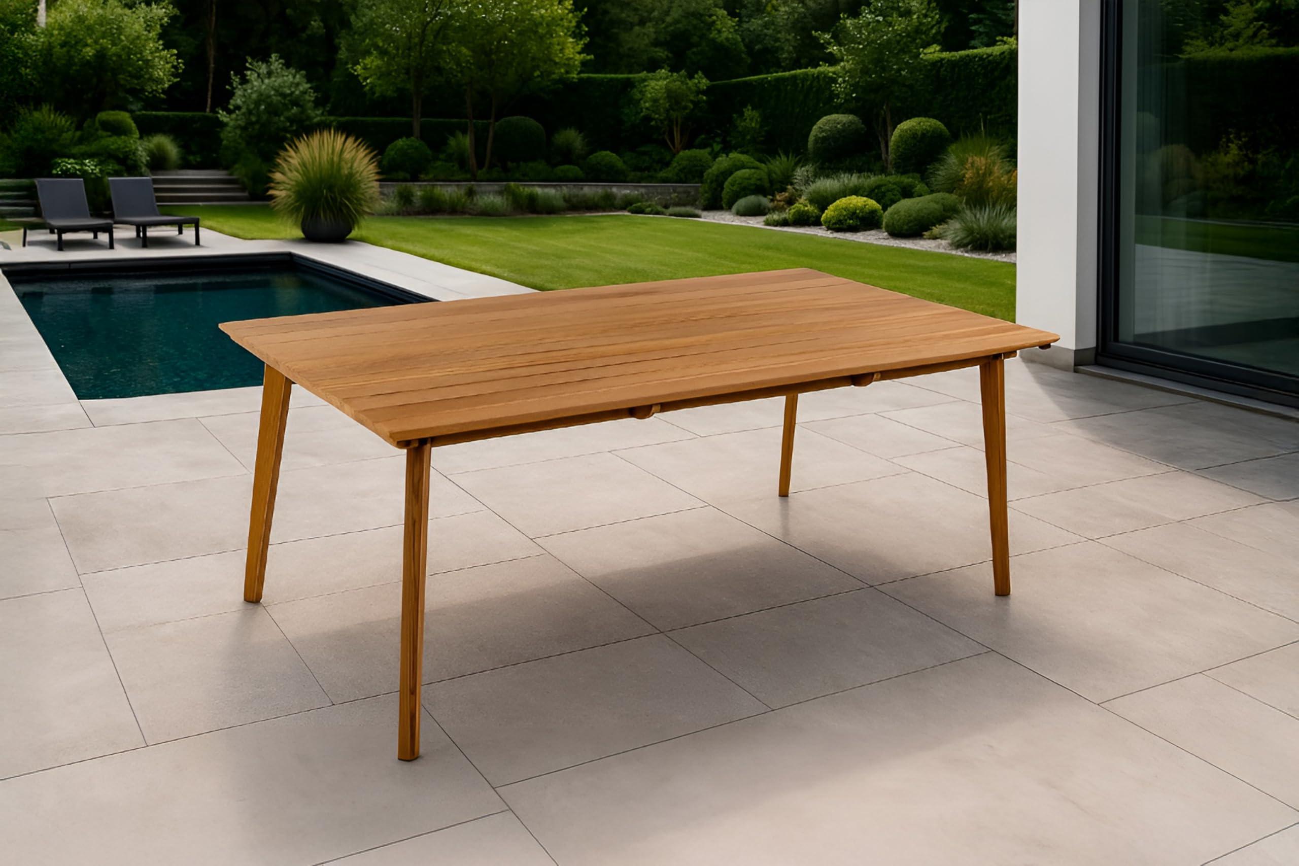 Gartentisch Henry | Teakholz massiv | 180 x 100 x 76 cm | wetterfester & pflegeleichter Terrassentisch | Outdoor-Esstisch für Garten & Terrasse