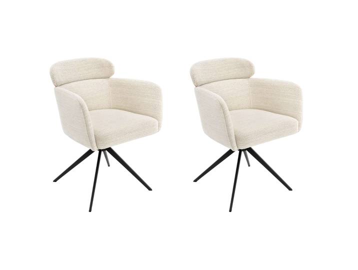 Esszimmerstuhl GOODPRODUCT Isarco , beige (creme, schwarz, creme), B:59cm H:81cm T:60,5cm, Stoff, Stühle, Esszimmerstuhl, 360 Auto Rückkehr, gepolsterte Rückenlehne, Armlehne und Sitzfläche