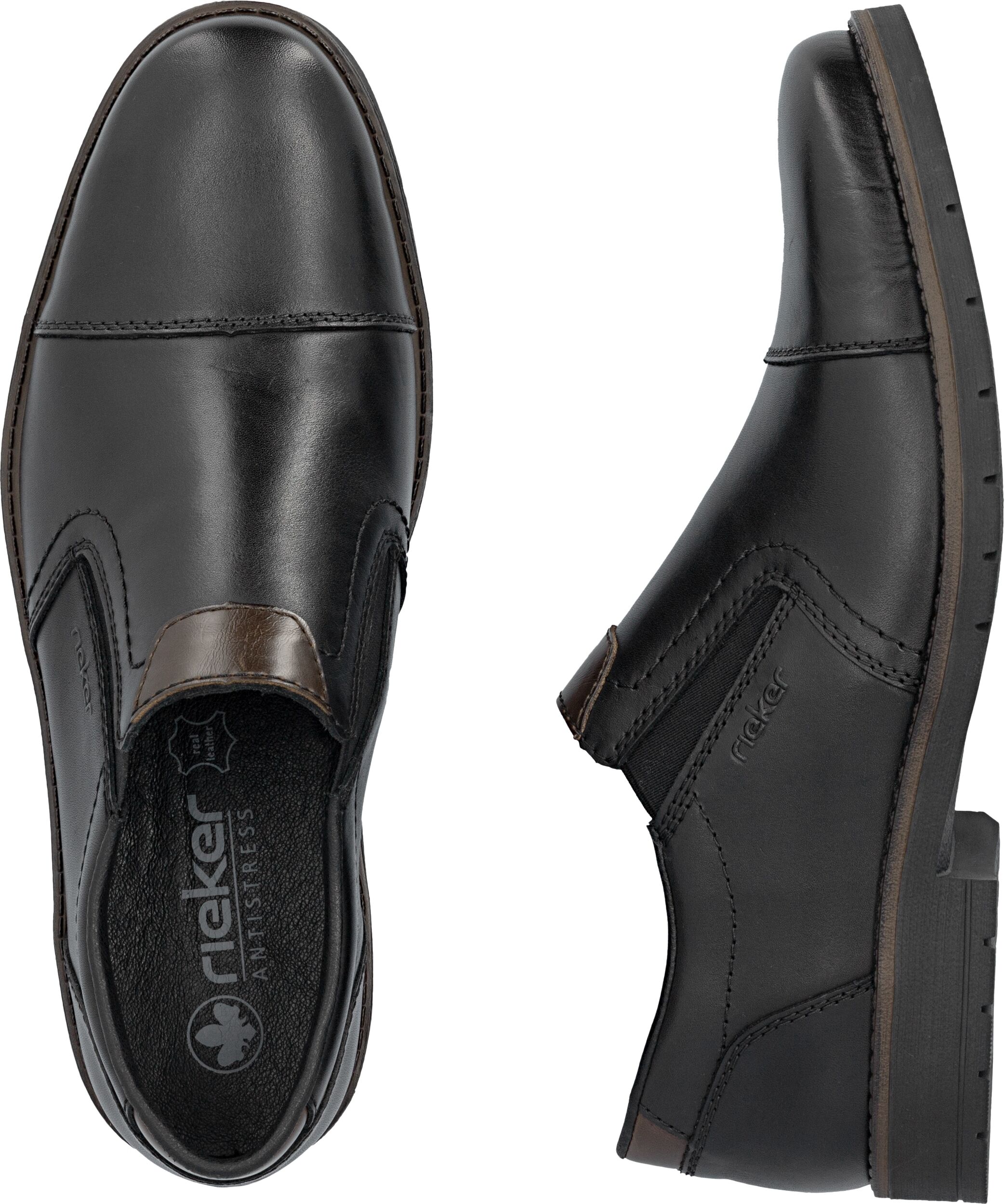 Slipper RIEKER, Herren, Gr. 42, Synthetik Textil, schwarz, Glattleder, festlich, Schuhe Slipper, Schlupfschuh, Business-Slipper, Halbschuh, Anzugschuh