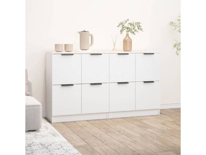 Lot de 2 Buffets-Bahut Salon-Meuble de Rangement blanc 60x30x70 cm Bois d'ingénierie SHL632851