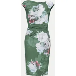 Cocktailkleid aus bedrucktem Scuba Grün 46