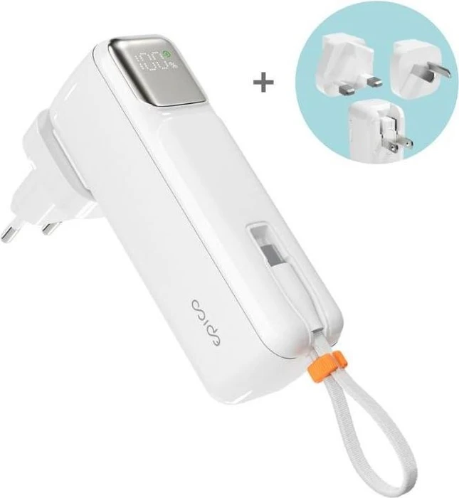 Epico UltraPack 2in1 5000 mAh Reise-Powerbank und Netz-Adapter ET30 - weiß