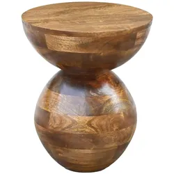 FineBuy, Couchtisch + Beistelltisch, Beistelltisch Massivholz 35cm Couchtisch Wohnzimmertisch Rund Tisch Holz Klein (35 x 42 cm)