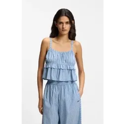 BOSS für Damen. 50559224 Blaues Popeline-Oberteil (34), Lässig, Baumwolle, Ärmellos / Hosenträger