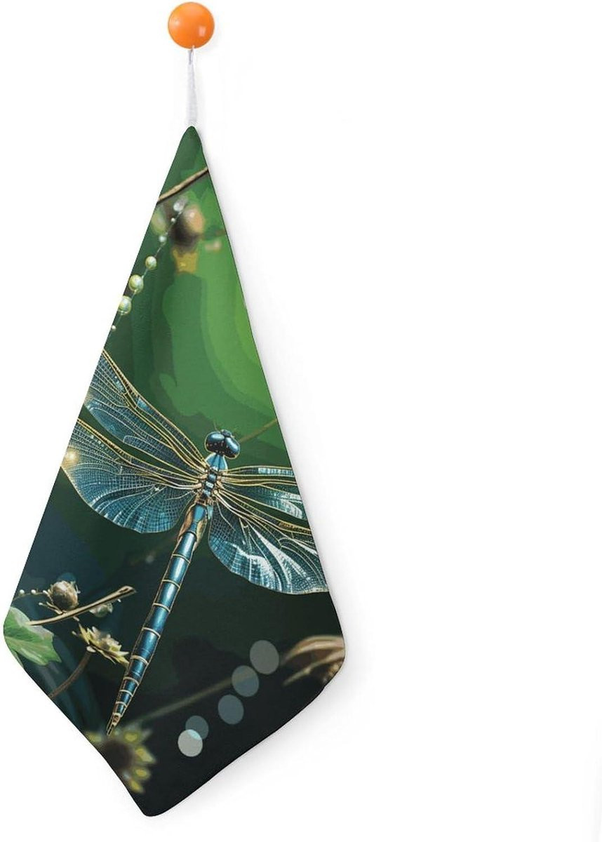 Microvezel handdoek voor keuken en badkamer met hanglus - Libelle Groen - 30 cm
