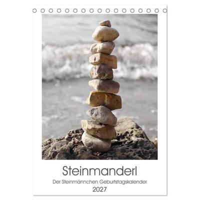 Steinmanderl - Der Steinmännchen Geburtstagskalender (Tischkalender 2027 DIN A5 hoch), CALVENDO Monatskalender