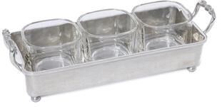 Zodax St. Anton Pewter & Glass 3-Section Condiment Tray