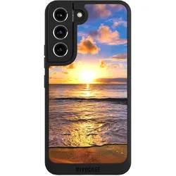 Nivocase Handyhülle für Samsung Galaxy S22 Hülle NIVOpure Case Schwarz Meer Sonnenuntergang Strand (Samsung Galaxy S22), Smartphone Hülle, Schwarz