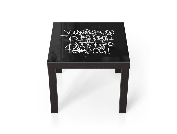DEQORI Couchtisch 'Sei Echt, Nicht Perfekt', Glas Beistelltisch Glastisch modern