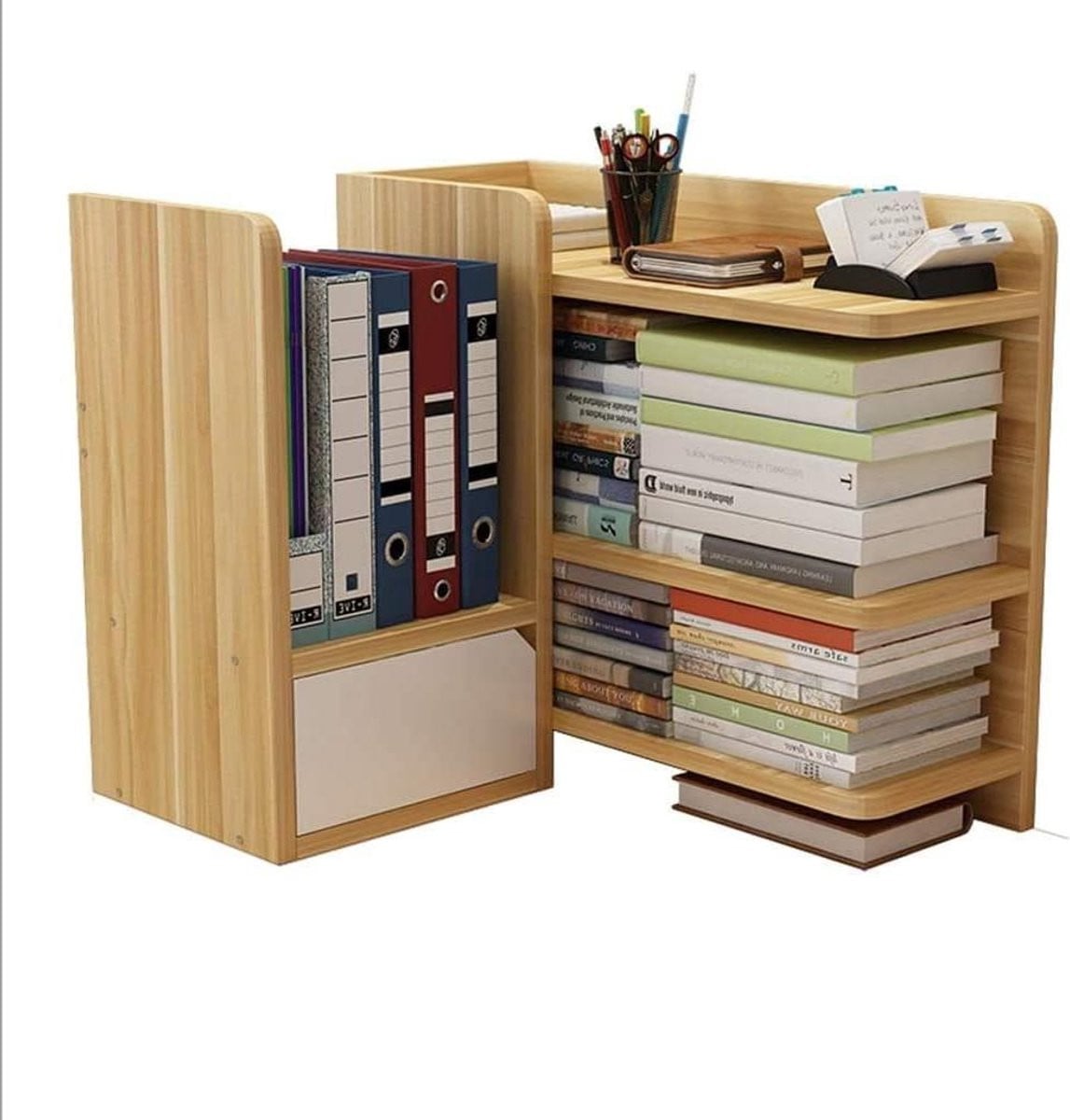 Desktop Boekenplank Bureau Organizer Natuurlijk met Grote Capaciteit