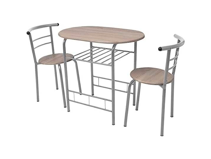 Frühstückstisch MDF mit 2 Hocker Eisen Rahmen, Einfache Montage, für Cafés und Wohnen, Platz sparend