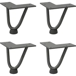 Helloshop26 - Set mit 4 Haarnadelbeinen für Couchtische 10 cm modernes Design matte Oberfläche in anthrazitfarbenem Stahl