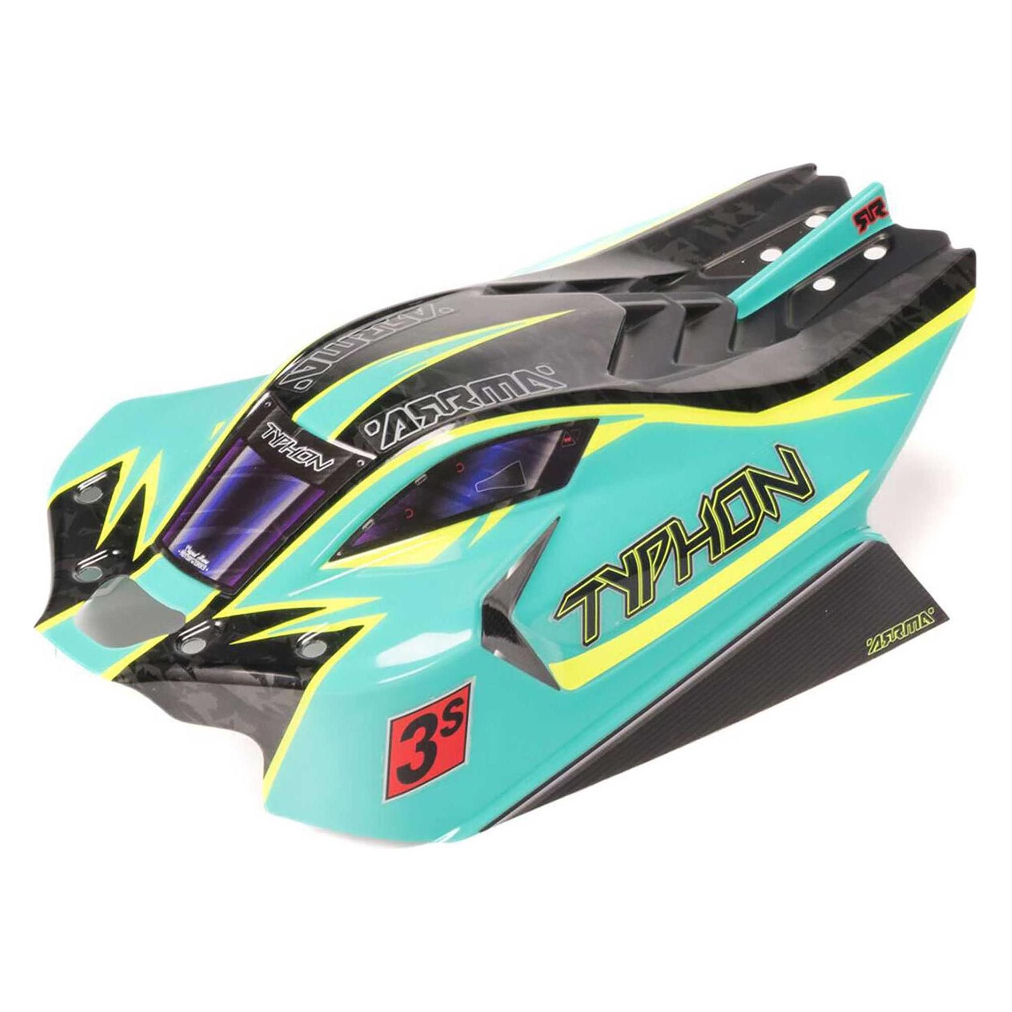 Arrma 1/8 Clipless Painted Decaled Body Green/Yellow: TYPHON 4X4 (ARA406171)
