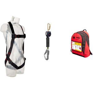 3M Sicherheitsgurt Protecta Premium Set, 1-Punkt-System, Auffanggurt, Set, bis 140kg, Größe M/L