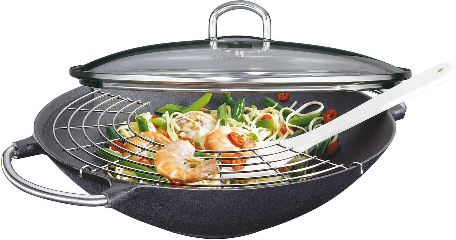 Küchenprofi Professionele Wokset met glazen deksel en accessoires, 36 cm