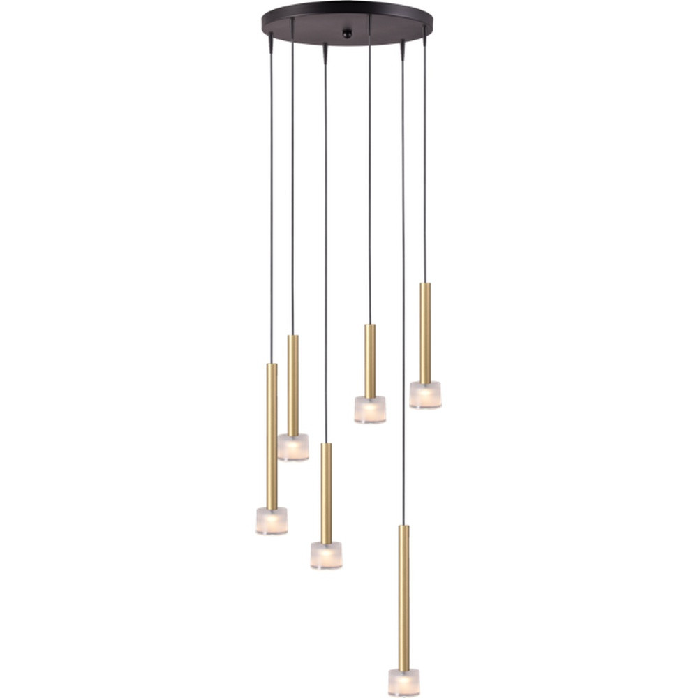 Masterlight Fabro Led hanglamp met 6 lichtpunten - Mat goud