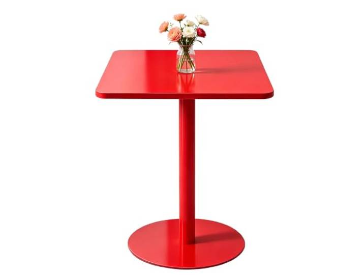 Yopappol Tragbarer, Kompakter Beistelltisch Mit Sockel, Einbeiniger Akzenttisch Mit Quadratischer Platte, Mehrzweck-Beistelltisch Für Lesen, Essen, Arbeiten(rot,60x60x73cm)