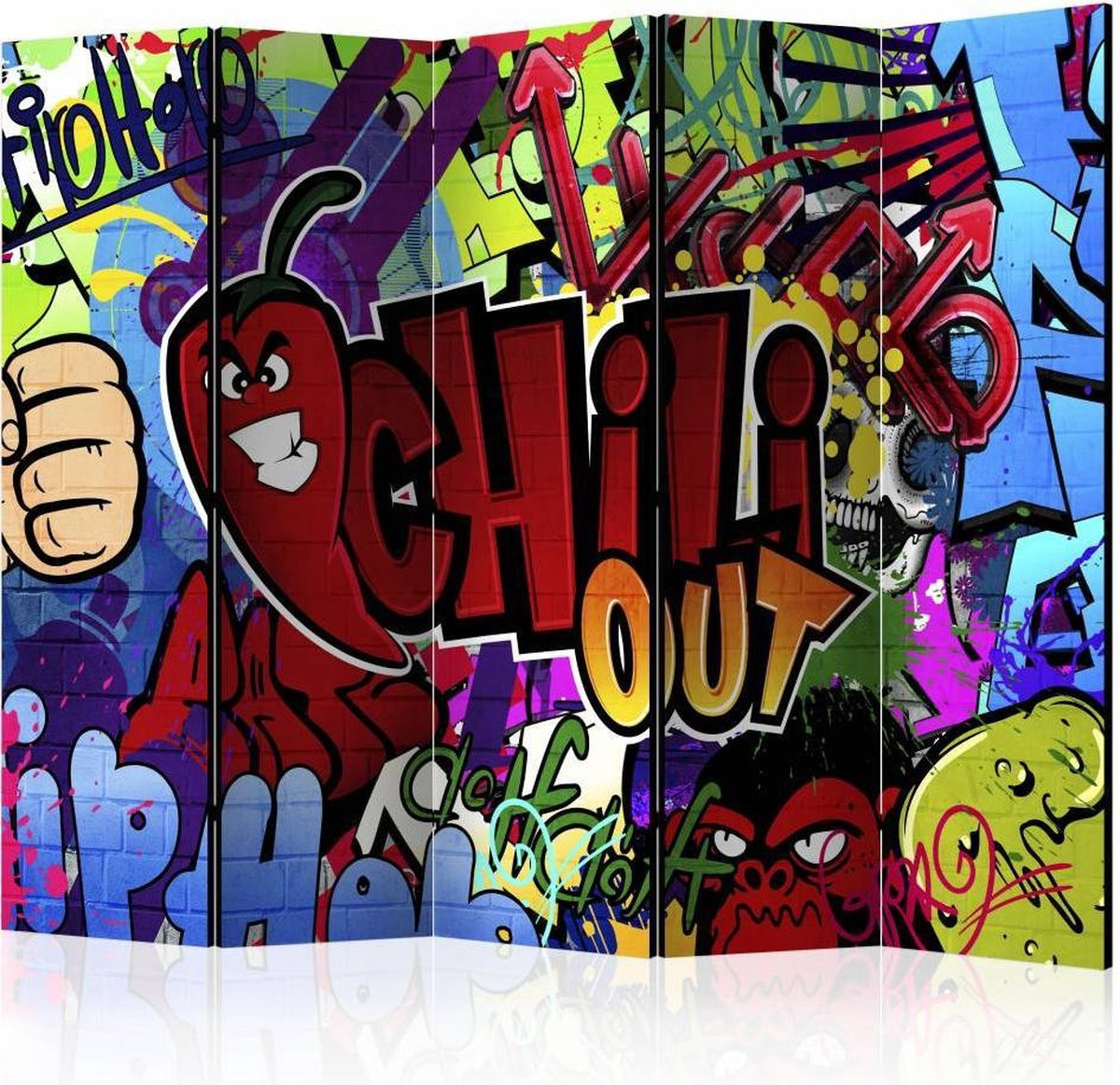 Karo-art Vouwscherm Chill out Graffiti Dubbelzijdig geprint B: 225 cm, H: 172 cm