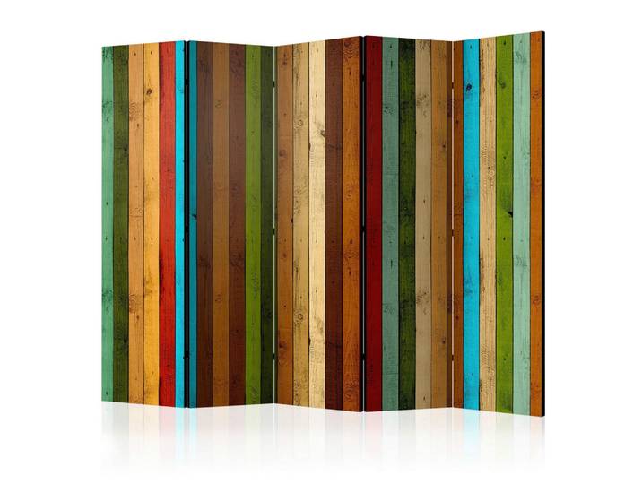 artgeist Paravent akustisch, Mehrfarbig, Holz, Kunststoff, Kiefer, massiv, Holz, 225x172x3 cm, Motiv auf Vorder- und Rückseite, Akustikschaumstoff, Wohnzimmer, Raumteiler, Paravents