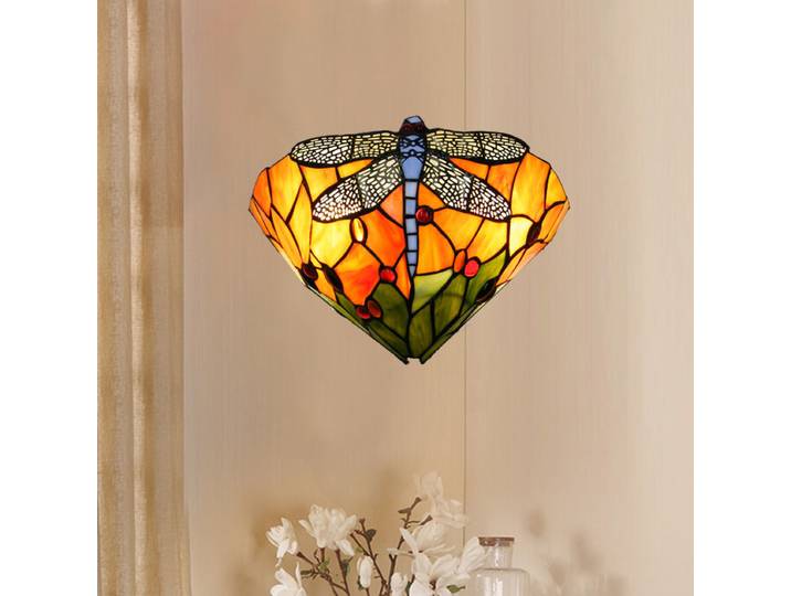 Lampes murales rétro françaises en verre teinté, appliques murales LED en forme de libellule, luminaires décoratifs pour restaurant, escalier, entrée, couloir