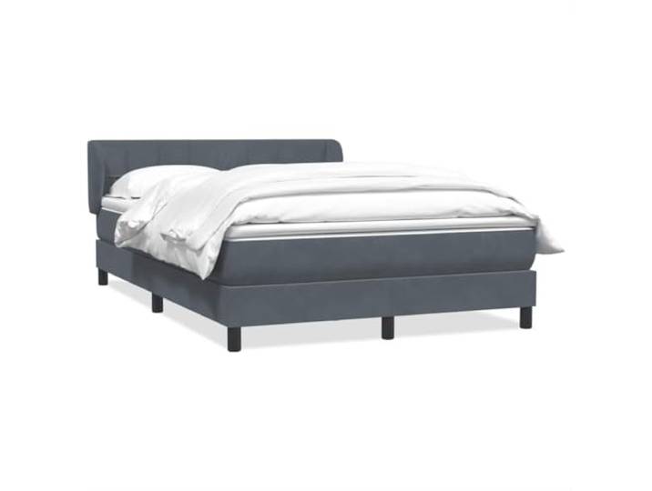 HFXHIJXQ Boxspringbett 160x210 cm Samt mit Matratze & Topper Dunkelgrau Komplettes Polsterbett Set fürs Schlafzimmer mit verstellbarem Kopfteil und elastischen Latten für erholsamen Schlaf.