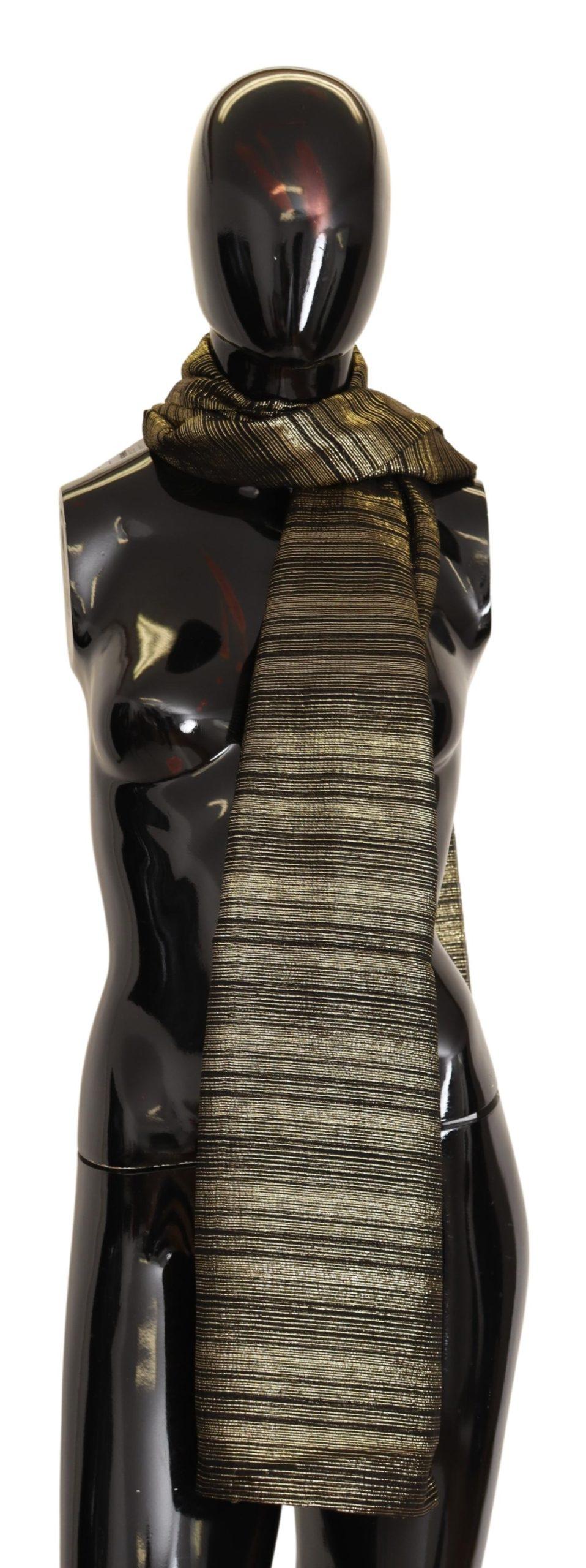 Dolce & Gabbana Vrouwen Metallic Goud Zijden Stretch Sjaal Wikkel Sjaal
