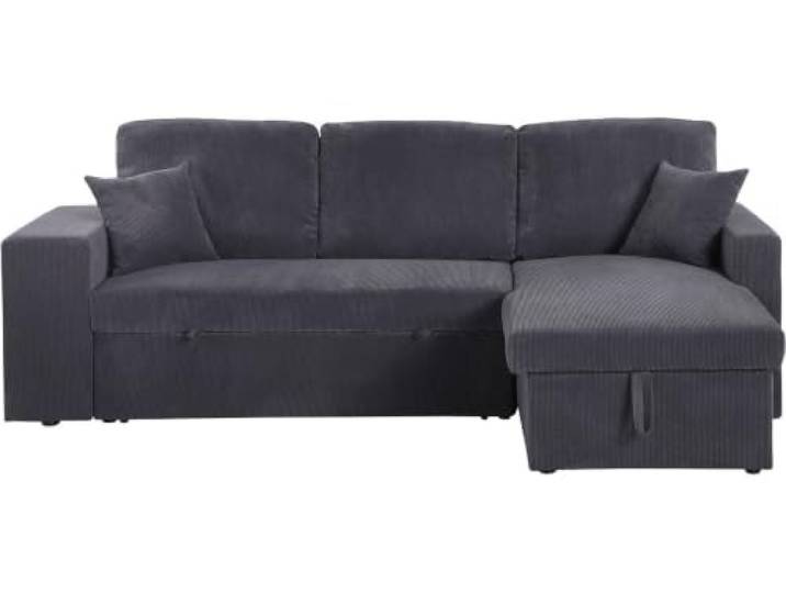 Ecksofa reversibel aus Cord mit Schlaffunktion Axel - 3-Sitzer - Grau