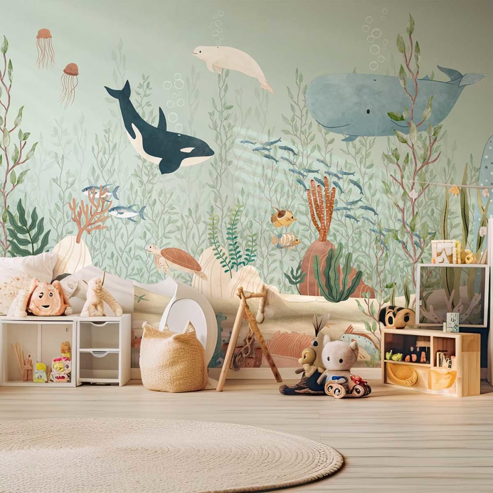 Hexoa Papier peint créatures de la mer 364x270 cm Multicolore 364x270x1cm