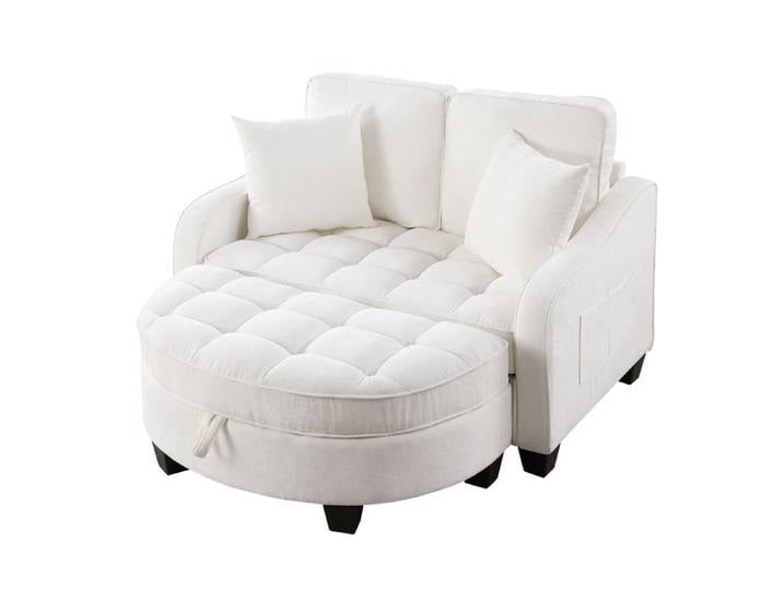 Canapé-lit - 2-en-1 multifonction - pouf de rangement - 2 places - Beige 132x129x93 cm