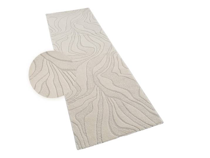 Paco Home Kurzflorteppich 80/250 cm Aura 702, Creme, Rechteckig, 80x250 cm, strapazierfähig, für Fußbodenheizung geeignet, Teppiche und Böden, Teppiche