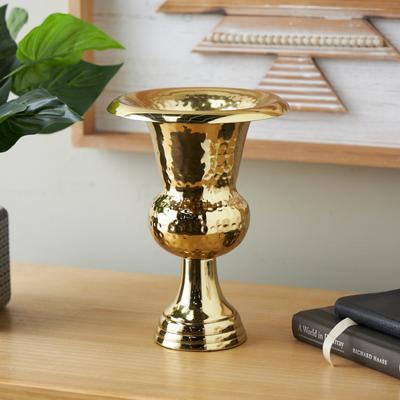 ARCILLA ELEMENTAL Gold or Silver Aluminum Metal Goblet Inspired Hammered Vase