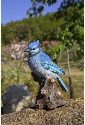 Hi-Line Gift MOTION ACTIVATED SINGING BLUE JAY STANDING STUMP