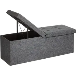 Songmics, Sitzbank, Sitzbank faltbar 300kg grau Leinen (110 cm)