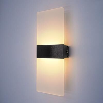 Uplift Essentials Modern Minimalist LED Wall Lamp   Sleek Aluminum & Acrylic Interior Sconce black warm White (2700 3500k)