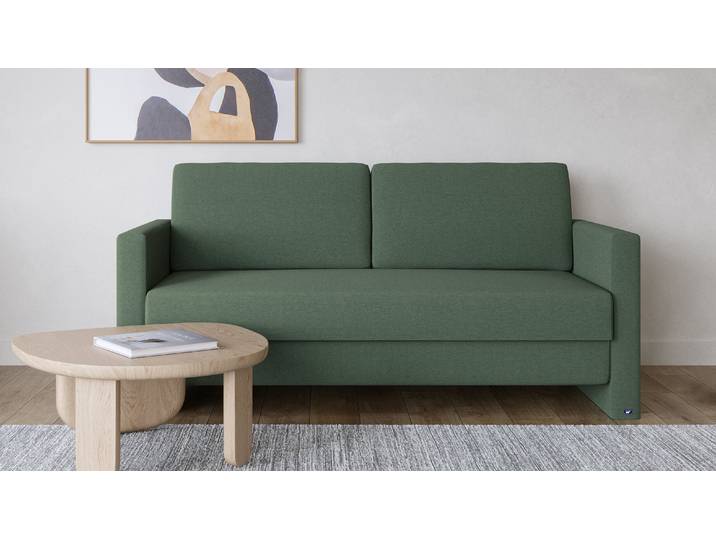 BRUNO Schlafsofa 160cm in Grün Schmal stabiles Massivholz & Boxspringkomfort