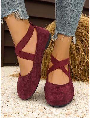 LightInthebox Women's Wide Toe Crisscross Strap Flats – Comfortable Casual Shoes for Daily Wear, Garden Picnics and Farmhouse Weekends