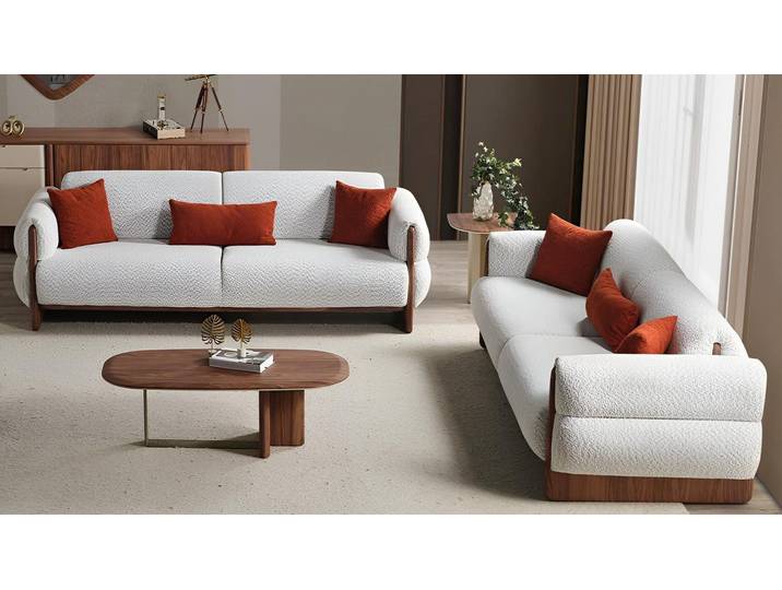 JVmoebel Polstergarnitur Luxus Sofagarnitur aus weißem Stoff mit Designer-Charme, (2-tlg)