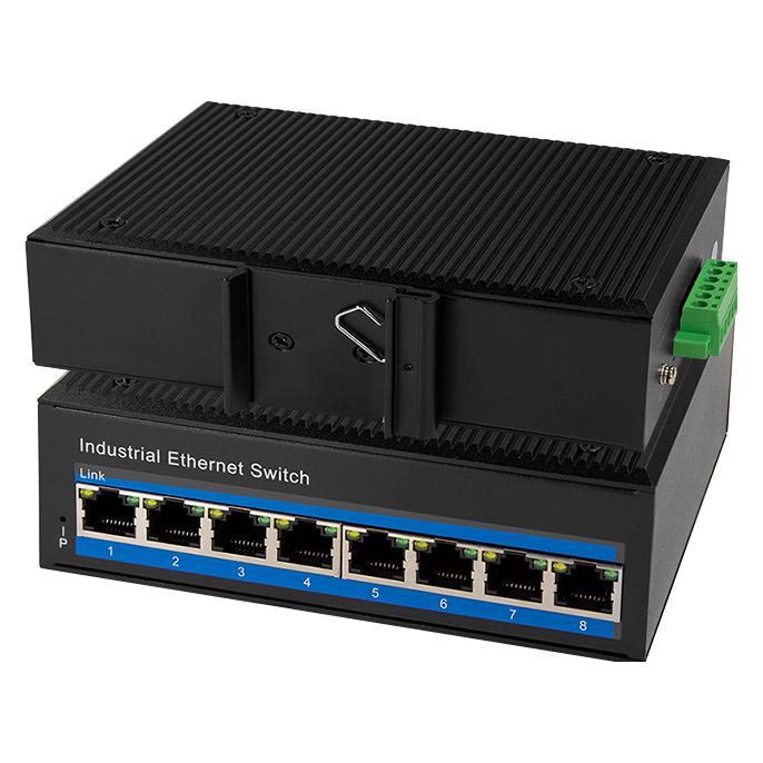 LogiLink NS203P Industrieller Gigabit Ethernet Switch 8-Port 10/100/1000 Mbps mit PoE Hutschienenmo (8 Ports) (NS203P)