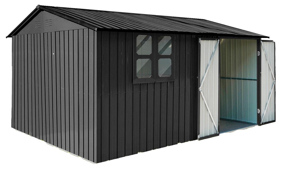 Fornorth Geräteschuppen mit Fenster 375x286x162cm, Schwarz