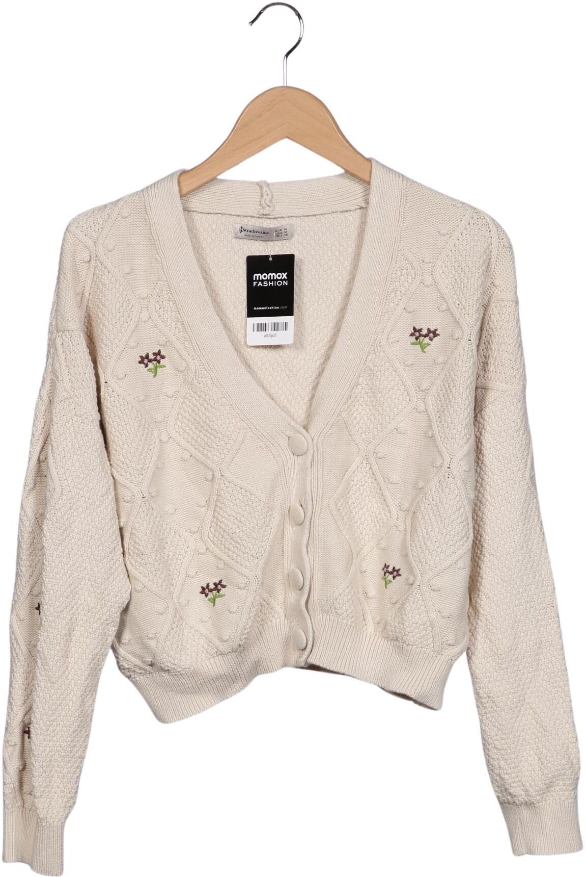 Stradivarius Damen Strickjacke, Cremeweiß, Gr. M, Baumwolle - Second Hand