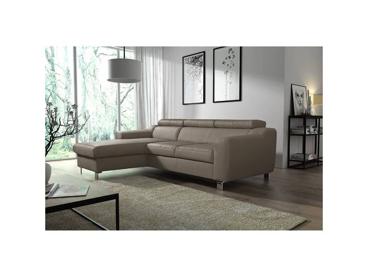 Ecksofa Burnside I Grau/Taupe Kunstleder 242 x 76 x 170cm Longchair davorstehend links ohne Schlaffunktion Modern