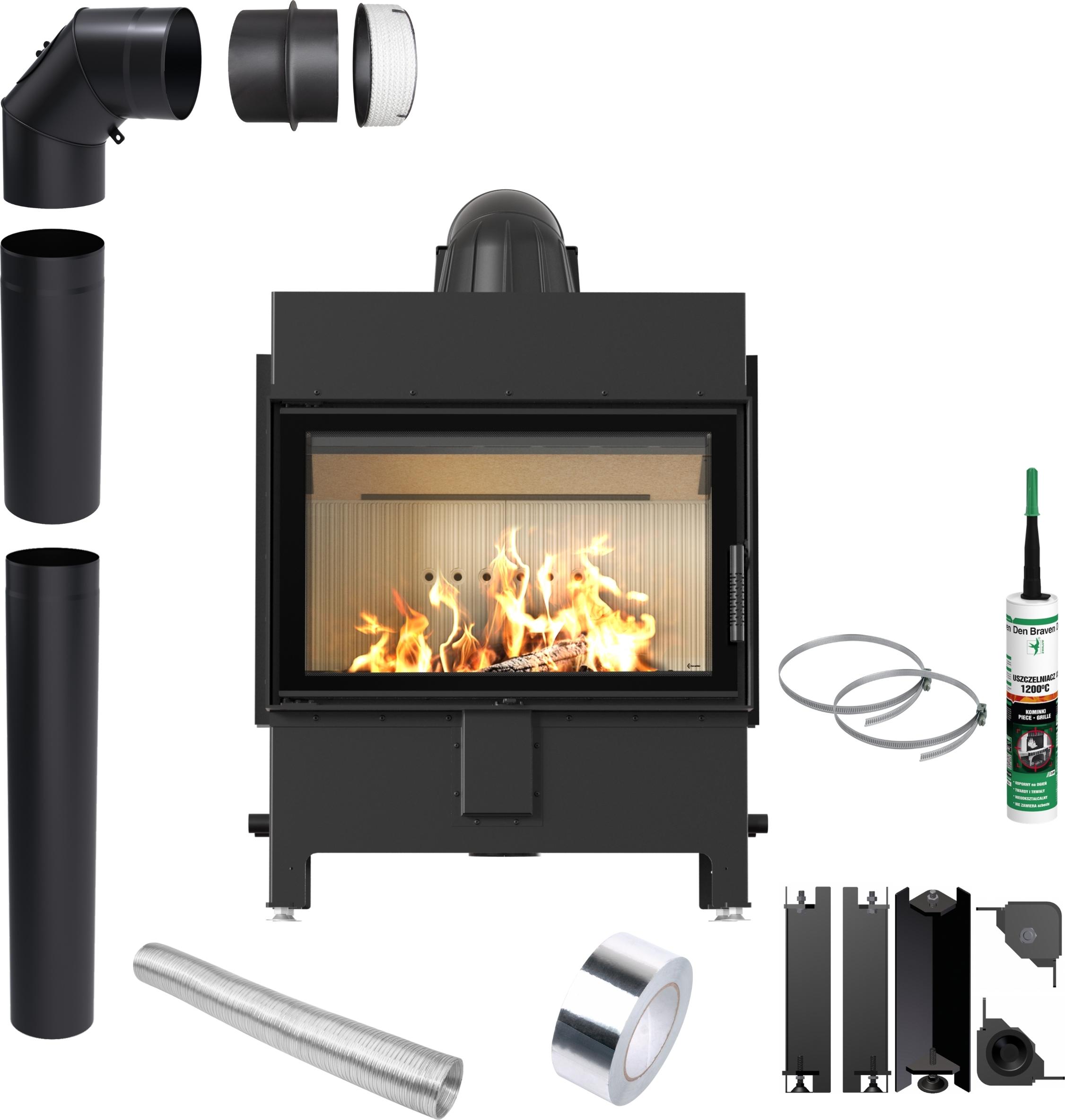 KRATKI LUCY 14 kW Ø 200 Luft-Kaminofen Einbausatz für Holz